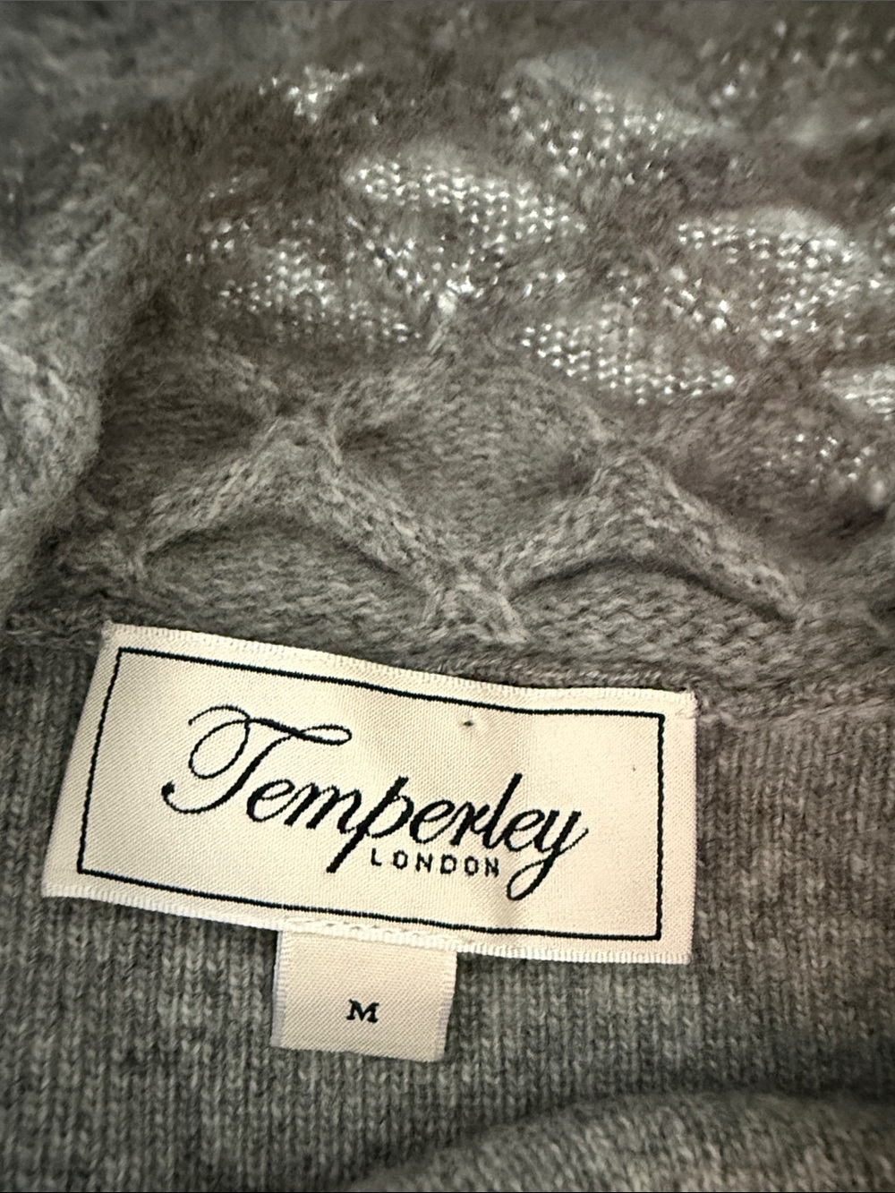 Temperley London Honeycomb Heather Grey Turtleneck Tunic Sweater M - Picture 7 of 8